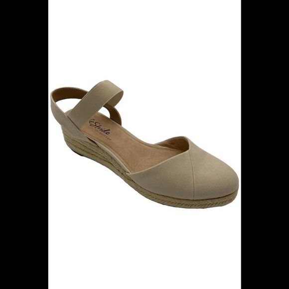 LifeStride Women\'s Kimmie Espadrille Wedge Sandals Beige Canvas - Wide